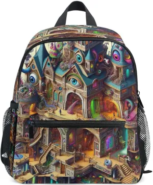 Joisal Cartoon Peculiar Villa Big Eyes Kids Backpack Small Lightweight Backpack School Boys, Toddler Dance Bag Ages 3-8