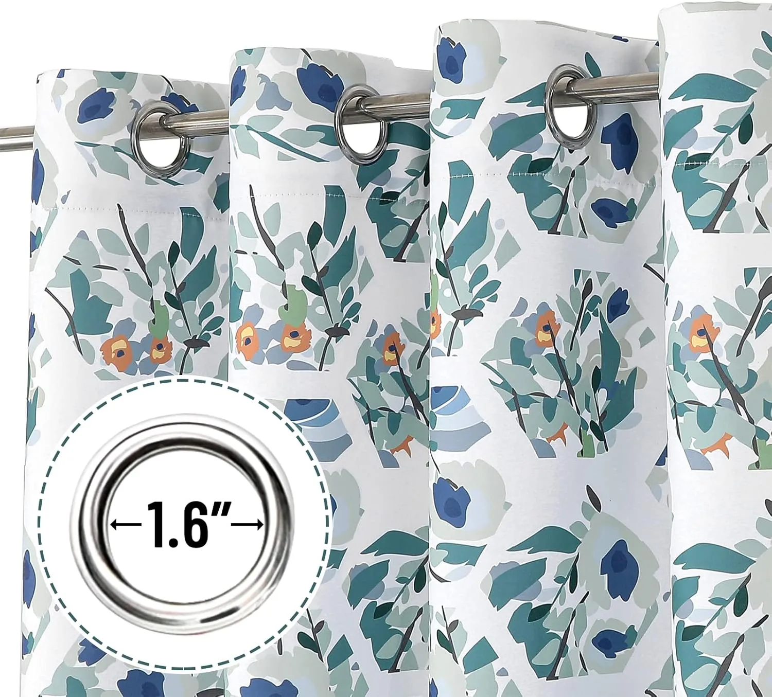 Joydeco Green Floral Curtains 84 Inches Long for Bedroom 2 Panels, Room Darkening Boho Curtains Patterned Panels for Living Room with Grommet, 80% Blackout Botanical Printed Drapes(Hexagon Green-84)