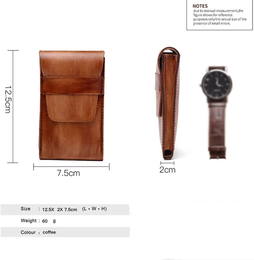 JSEIAJB Watch Pocket Insert Watch Case Vintage Tree Cream Leather Watch Storage Bag