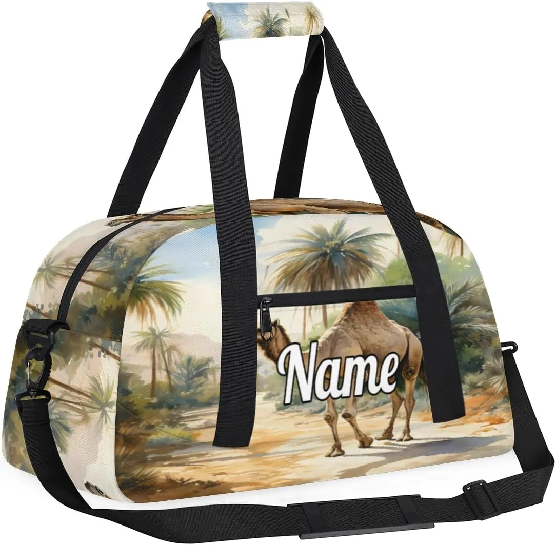 Jungle Camls Custom Name Sport Duffel Bag Dance Bag for Girls Teens Personalized Ballet Bag Gift for Birthday Christmas Helloween