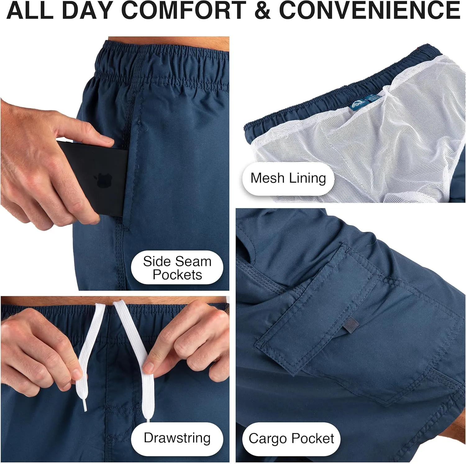 Kanu Surf Havana Men's Swim Trunks Quick Dry Swim Shorts Bathing Suit Men, 5.5 to 7 " Inseam (Regular and Extended Sizes)