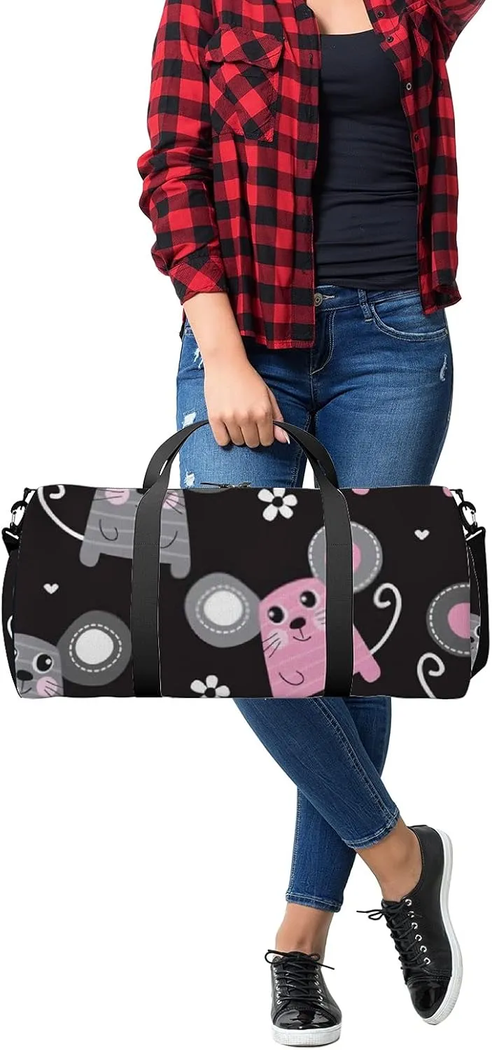 Kawaii Cartoon Animals Cute Mouse Sports Bag Tote Bag Waterproof Gym Bag with Shoulder Strap Zipper 2 Side Pockets for Men and Women, Travel and Storage Shoulder Bag.