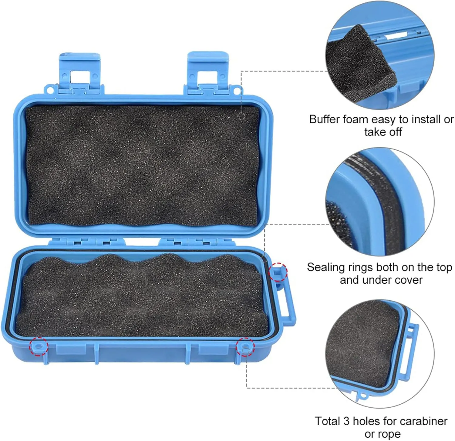 Keenso Plastic Storage Container, Waterproof Box Shockproof Dry Storage Box with 2 UShape Buckle for Fishing Camping Hiking