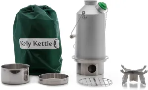 Kelly Kettle Base Camp 54 oz Large Aluminium Camp Kettle, Lightweight Camping Kettle with Whistle, Camp Stove Boils Water Ultra Fast for Fishing, Hunting, Hiking, Survival Gear