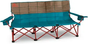 Kelty Lowdown Couch - 3 Person Capacity Camping Chair, Extra Large and Sturdy Bench for Campsites, Soccer Games, and Backyard Parties, with Cup Holders|Arm Rest, Polyester, Deep Lake/Fallen Rock