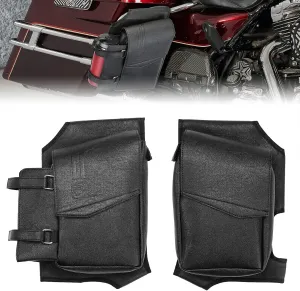 KEMIMOTO Side Saddlebag Guard Bag Organizer with Water Bottle Holder Faux Leather Compatible with Touring Road King Electra Glide Road Glide models Left, Right