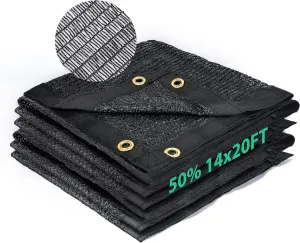 Kesfitt Garden 50% Shade Cloth, Resistant Sun Shade Net 14x20FT Mesh Tarp with HDPE Material and Reinforced Grommets Shade Trap for Greenhouse, Plant, Pergola, and Backyard Patio Sunshade