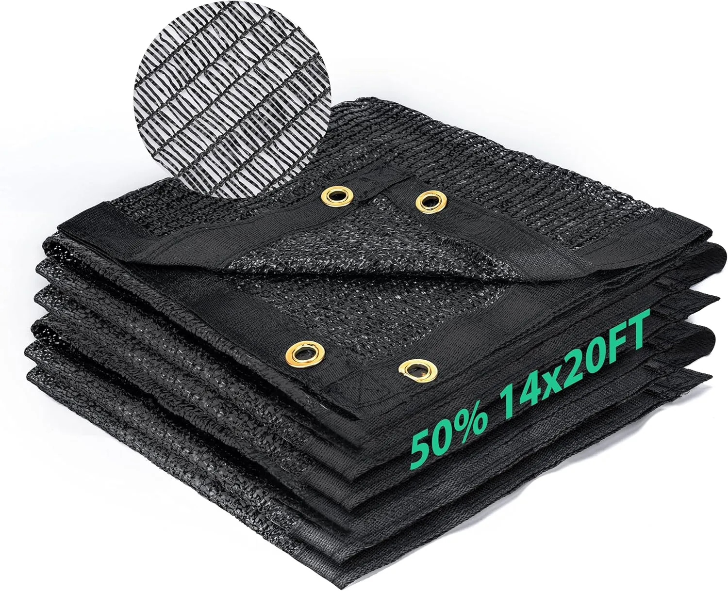 Kesfitt Garden 50% Shade Cloth, Resistant Sun Shade Net 14x20FT Mesh Tarp with HDPE Material and Reinforced Grommets Shade Trap for Greenhouse, Plant, Pergola, and Backyard Patio Sunshade