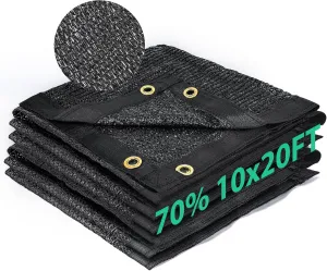 Kesfitt Garden 70% Shade Cloth, Resistant Sun Shade Net 10x20FT Mesh Tarp with HDPE Material and Reinforced Grommets Shade Trap for Greenhouse, Plant, Pergola, and Backyard Patio Sunshade