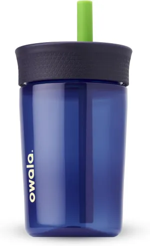 Kids Insulation BPA-Free Plastic Tumbler with Spill Resistant Flexible Straw, Easy to Clean, Kids Water Bottle, Great for Travel, Dishwasher Safe, 15 Oz, Navy and Blue (Home Base)