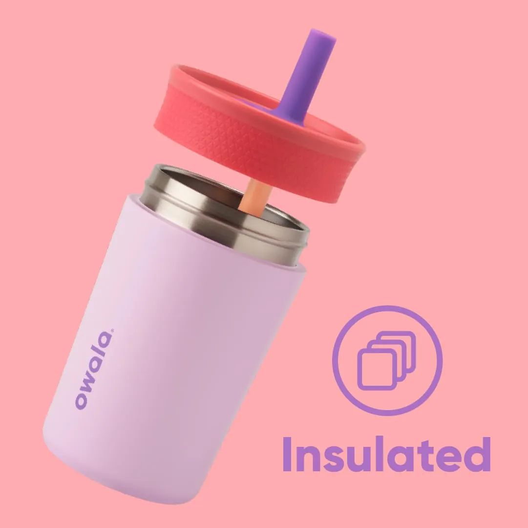 Kids Insulation Stainless Steel Tumbler with Spill Resistant Flexible Straw, Easy to Clean, Kids Water Bottle, Great for Travel, Dishwasher Safe, 12 Oz, Navy and Blue (Home Base)