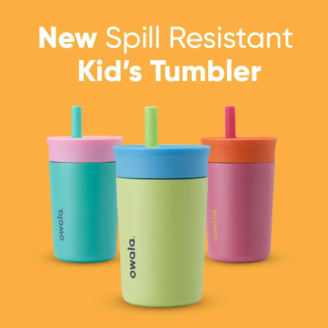 Kids Insulation Stainless Steel Tumbler with Spill Resistant Flexible Straw, Easy to Clean, Kids Water Bottle, Great for Travel, Dishwasher Safe, 12 Oz, Navy and Blue (Home Base)