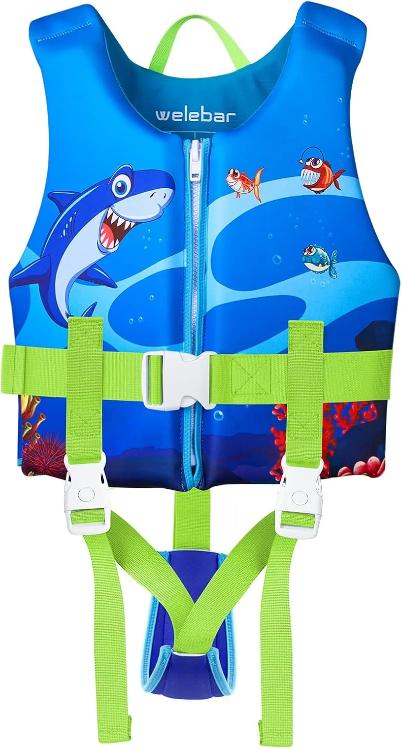 Kids Swim Vest, Toddler Floaties with Adjustable Safety Strap Swimming Aids Child Float Swimsuit for Boys and Girls Age 2-10 Years Old/22-88lbs