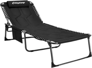KingCamp Quilted Camping Cot Portable 4 Adjustable Folding Sleeping Reclining Lounger Chair w/Pillow for Travel Camp Use in Winter Support to 330lbs