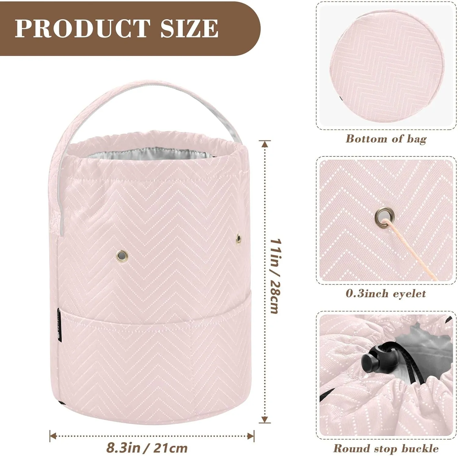 Knitting Needle Yarn Bag, Misty Rose Crochet Bag Organizer Knitting Bag Round Knitting Crochet Bag