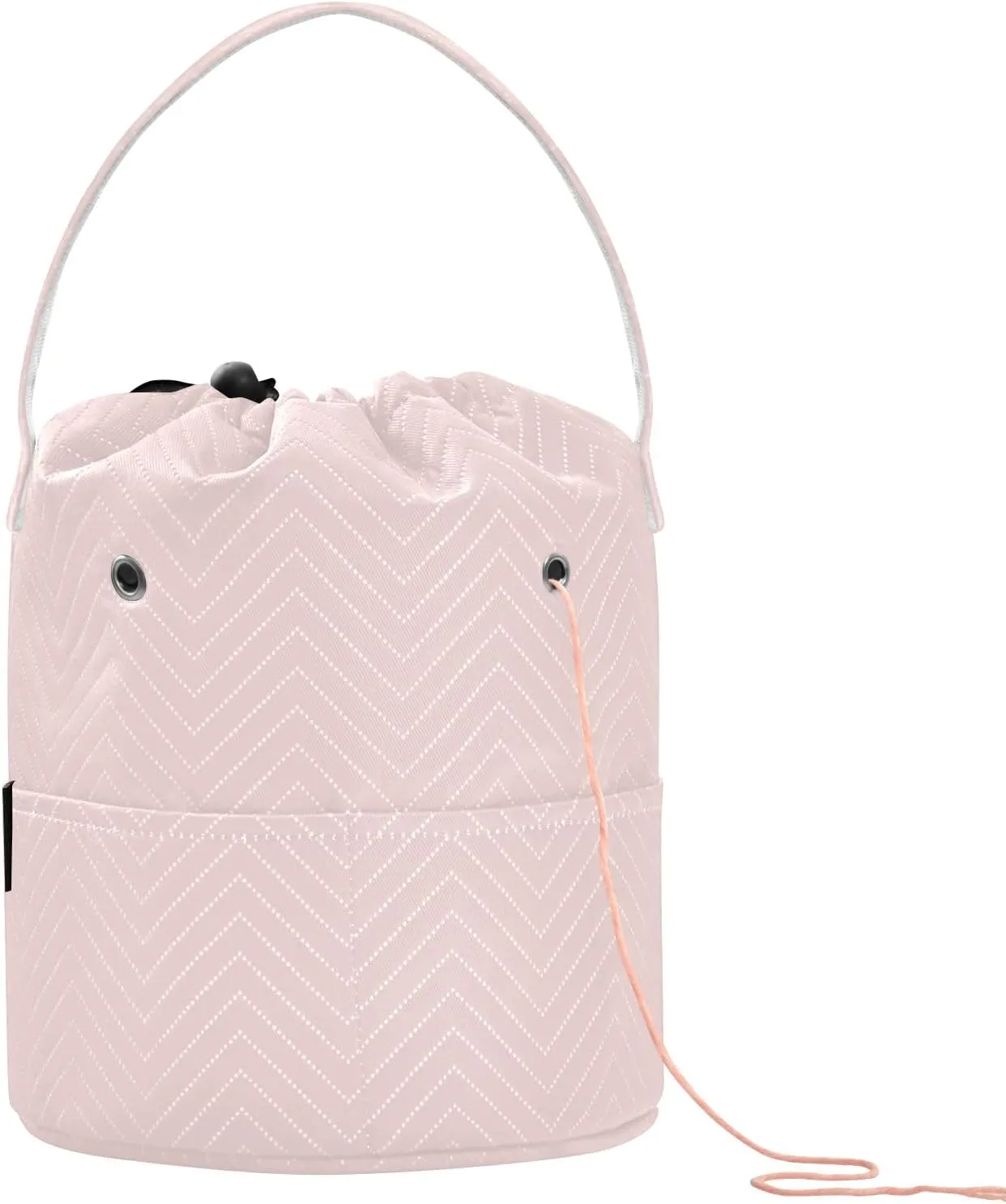 Knitting Needle Yarn Bag, Misty Rose Crochet Bag Organizer Knitting Bag Round Knitting Crochet Bag