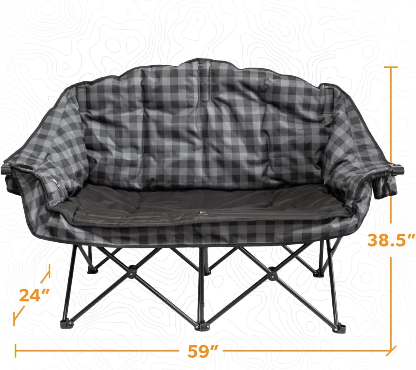 Kuma Outdoor Gear Bear Buddy/Double Chair with Carry Bag, Ultimate Portable Luxury Outdoor Double Camping Chair for Glamping, Sports & Outdoor Adventures (Grey/Black)