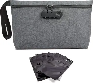 Large Storage Bag with Combination Lock, Money Organizer & Travel Medicine Lock Bag, Scent Resistent Containers Carbon Lined Great Gifts for Women/Men