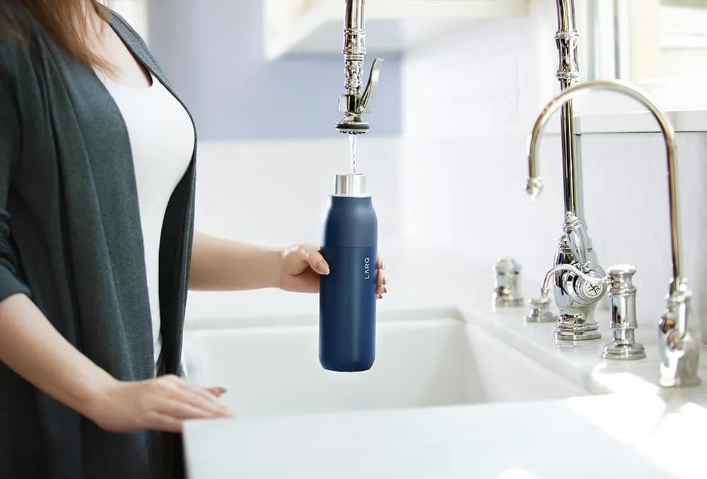 LARQ Bottle PureVis 25 oz - Self-Cleaning and Insulated Stainless Steel Water Bottle with UV Water Purifier and Award-winning Design | Reusable & Travel Friendly, Obsidian Black