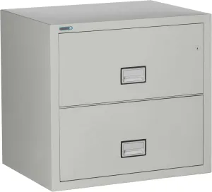 Lateral 31 inch 2-Drawer Fireproof File Cabinet with Key Lock, Water Seal, Light Gray, LAT2W31LG