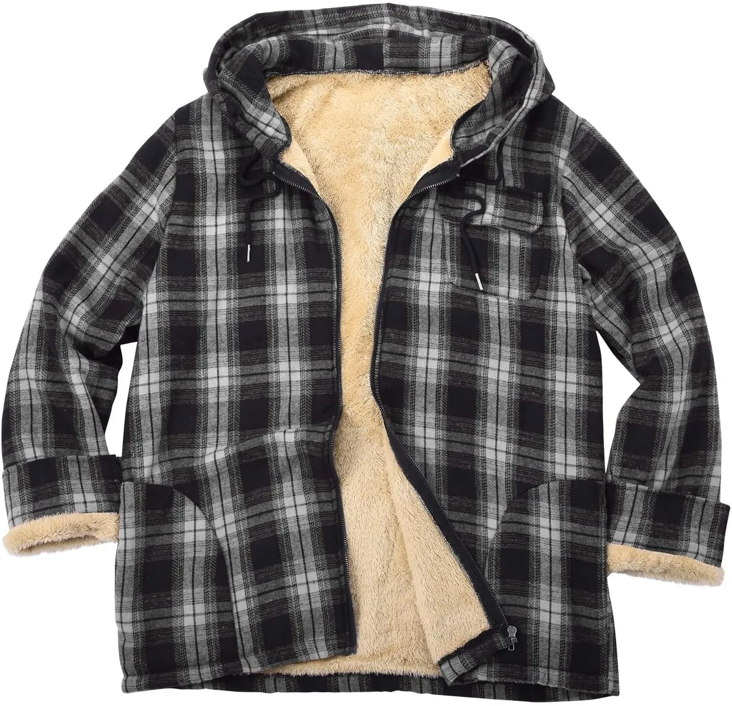 LCMTWX Mens Flannel Jacket Fleece Pullover Sweatshirt Jacket Button Collar Warm Sweater Coat Fleece Button Down Jackets