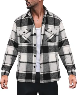 LCMTWX Mens Flannel Jacket Fleece Pullover Sweatshirt Jacket Button Collar Warm Sweater Coat Fleece Button Down Jackets