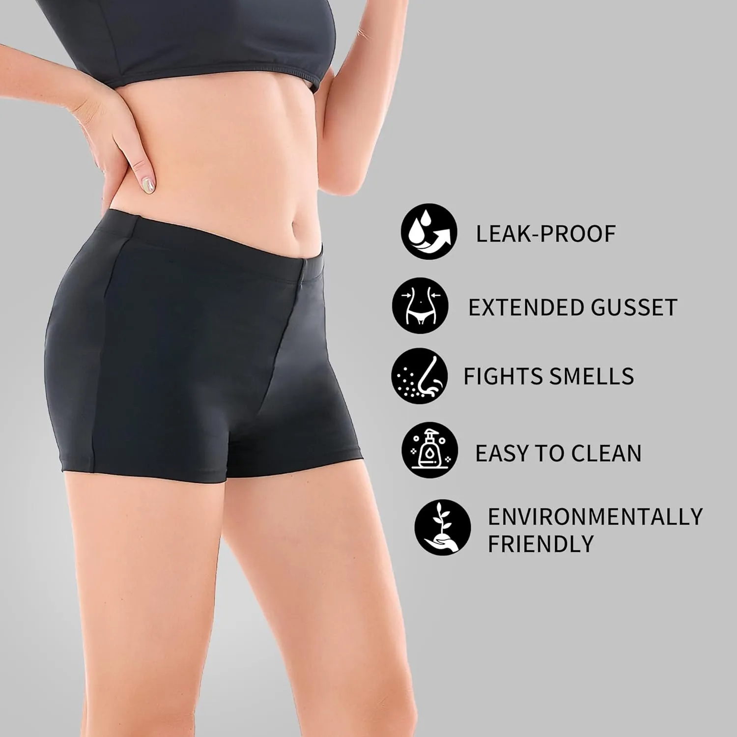 Leakproof Period Swimwear Boy Shorts for Women & Teen Girls - Swim Confidently with Absorbent Menstrual Swim Bottoms