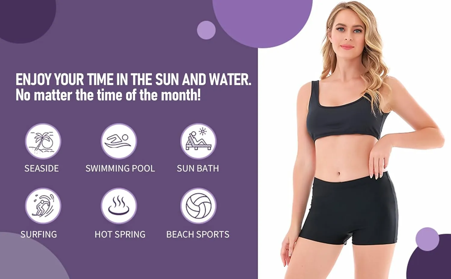 Leakproof Period Swimwear Boy Shorts for Women & Teen Girls - Swim Confidently with Absorbent Menstrual Swim Bottoms