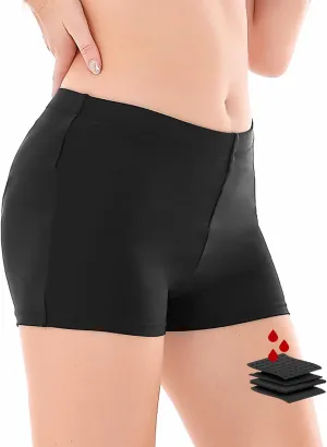 Leakproof Period Swimwear Boy Shorts for Women & Teen Girls - Swim Confidently with Absorbent Menstrual Swim Bottoms