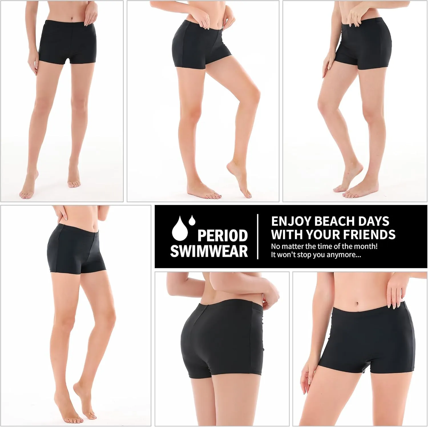 Leakproof Period Swimwear Boy Shorts for Women & Teen Girls - Swim Confidently with Absorbent Menstrual Swim Bottoms