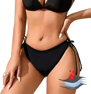Leakproof Swim Bottom, Full Coverage Swimwear with Side Tie, Leak Proof Swim Bikinis for Teens Girls Women