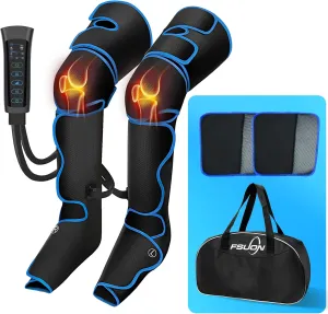 Leg Massager with 2 Extender, Knee Heat Air Compression Massager, 6 Modes, 3 Intensities for Pain Relief