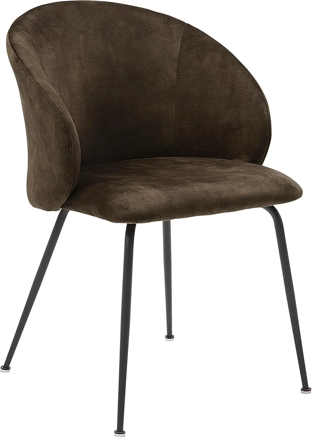 Lexicon Velvet Fabric Upholstered Dining Chairs, Armless Metal Legs Kitchen & Dining Room Chairs, Easy to Assemble Dining Chair, Modern Chair Round Back, Dining Chairs Set of 2, Brown/Black