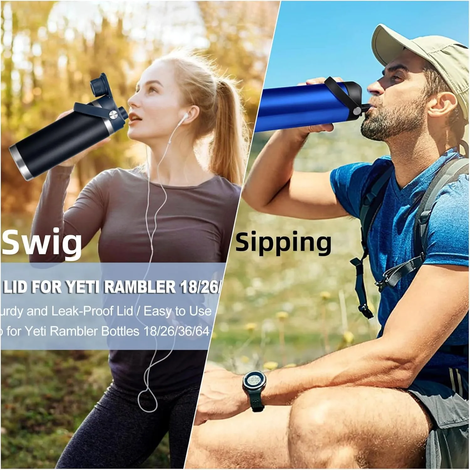 Lid for Yeti Rambler 12 18 26 36 64 oz, Cap with Flexible Handle, Replacement Chug Lids for Yeti 18oz 26oz 36oz 64oz Rambler Water Bottle Top Accessories