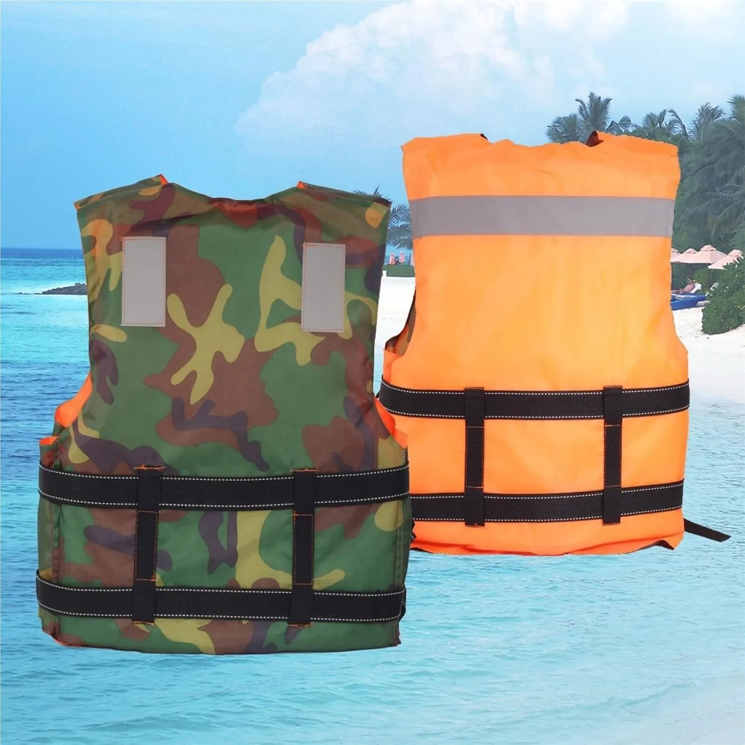 Life Jacket with Whistle, Adjustable Belt, Buoyancy Vest, Double-Sided Wearable for Prevention Drifting