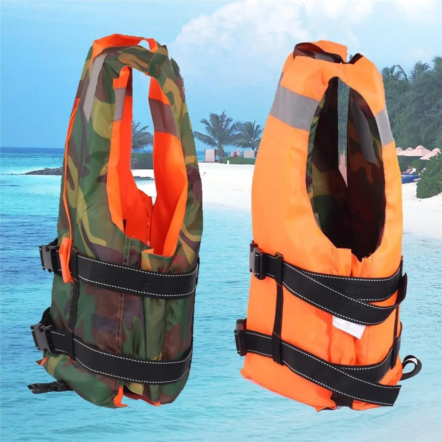 Life Jacket with Whistle, Adjustable Belt, Buoyancy Vest, Double-Sided Wearable for Prevention Drifting