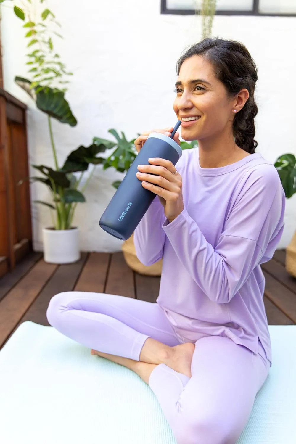 LifeStraw Go Series Tumbler – Double Wall Insulated Stainless Steel Water Filter, Icelandic Blue, Designed for Everyday Use, Removes Bacteria, Parasites, Microplastics, and Improves Taste