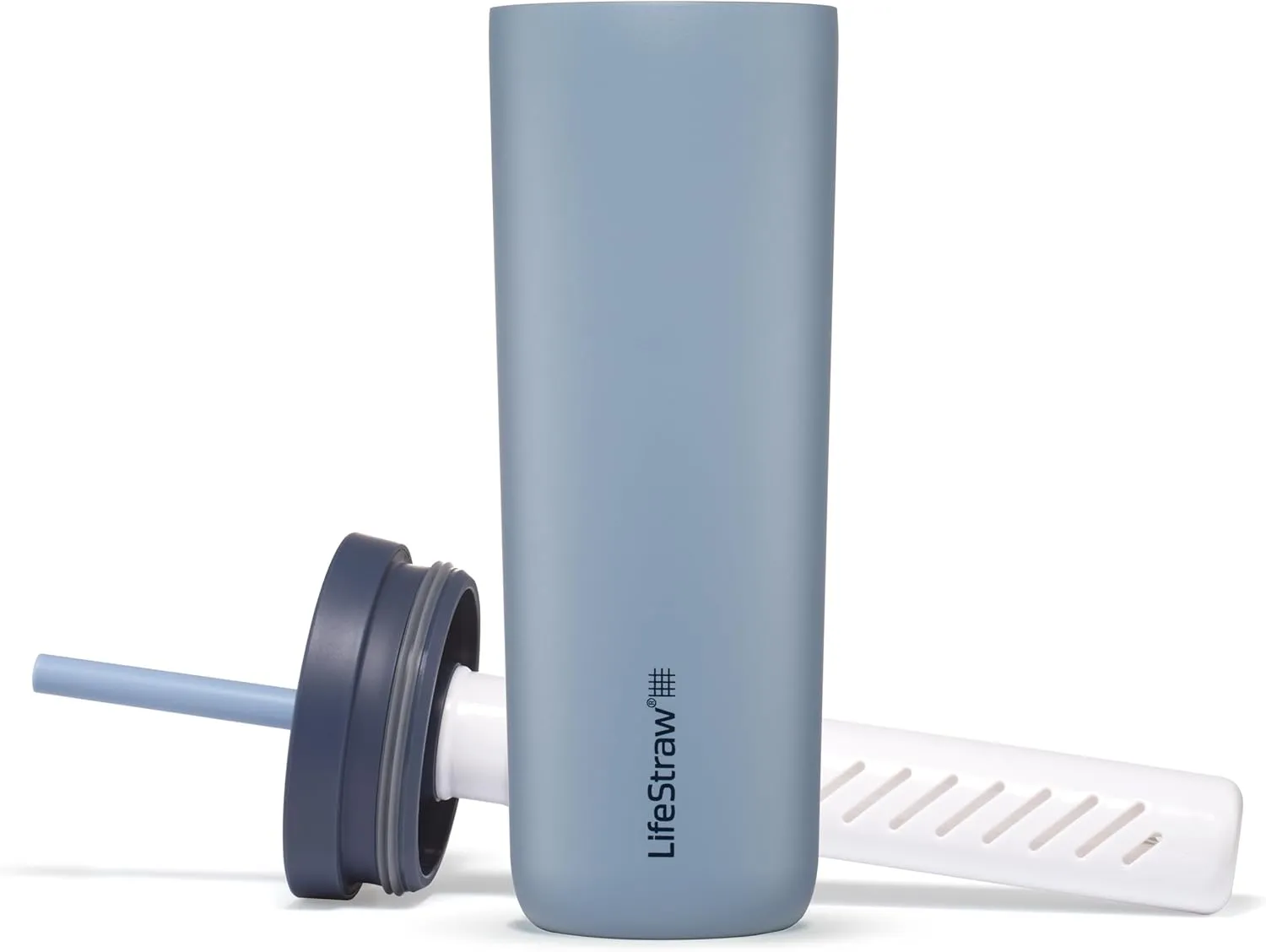 LifeStraw Go Series Tumbler – Double Wall Insulated Stainless Steel Water Filter, Icelandic Blue, Designed for Everyday Use, Removes Bacteria, Parasites, Microplastics, and Improves Taste