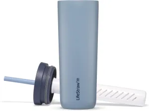 LifeStraw Go Series Tumbler – Double Wall Insulated Stainless Steel Water Filter, Icelandic Blue, Designed for Everyday Use, Removes Bacteria, Parasites, Microplastics, and Improves Taste