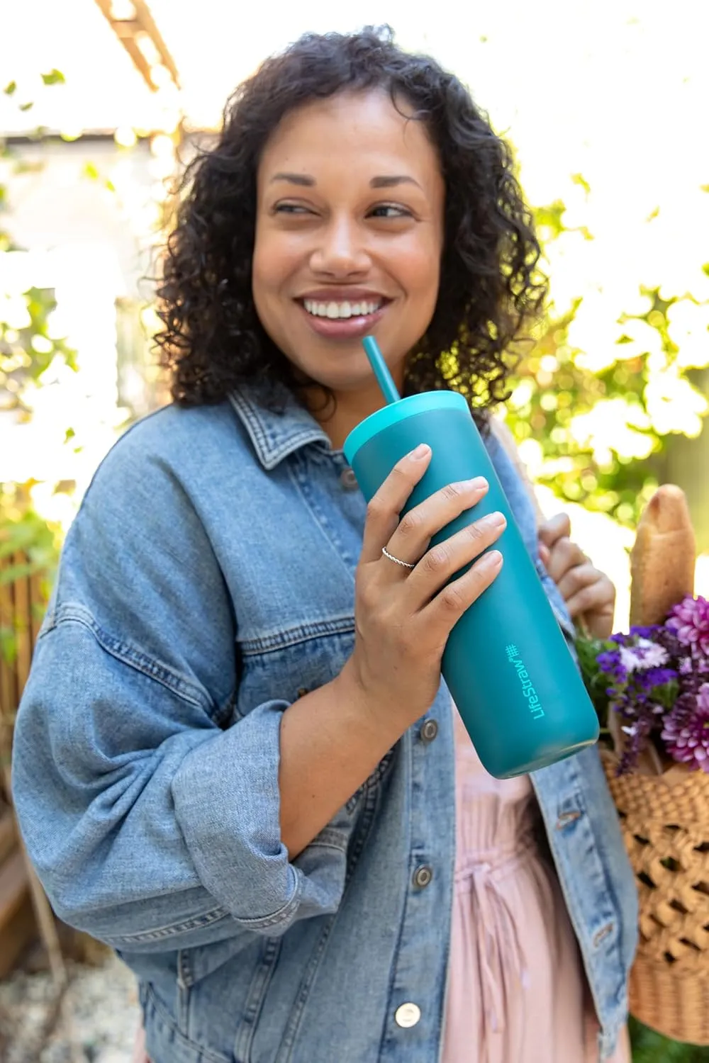 LifeStraw Go Series Tumbler – Double Wall Insulated Stainless Steel Water Filter, Icelandic Blue, Designed for Everyday Use, Removes Bacteria, Parasites, Microplastics, and Improves Taste