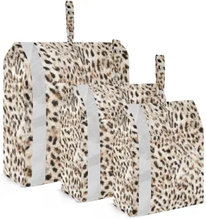 Light Leopard Print Design Travel Storage Bag with Lanyard - Portable Lightweight Classified Storage Bag with Zipper, Dust and Waterproof Travel Packing Cube for Suitcase,3 Pieces