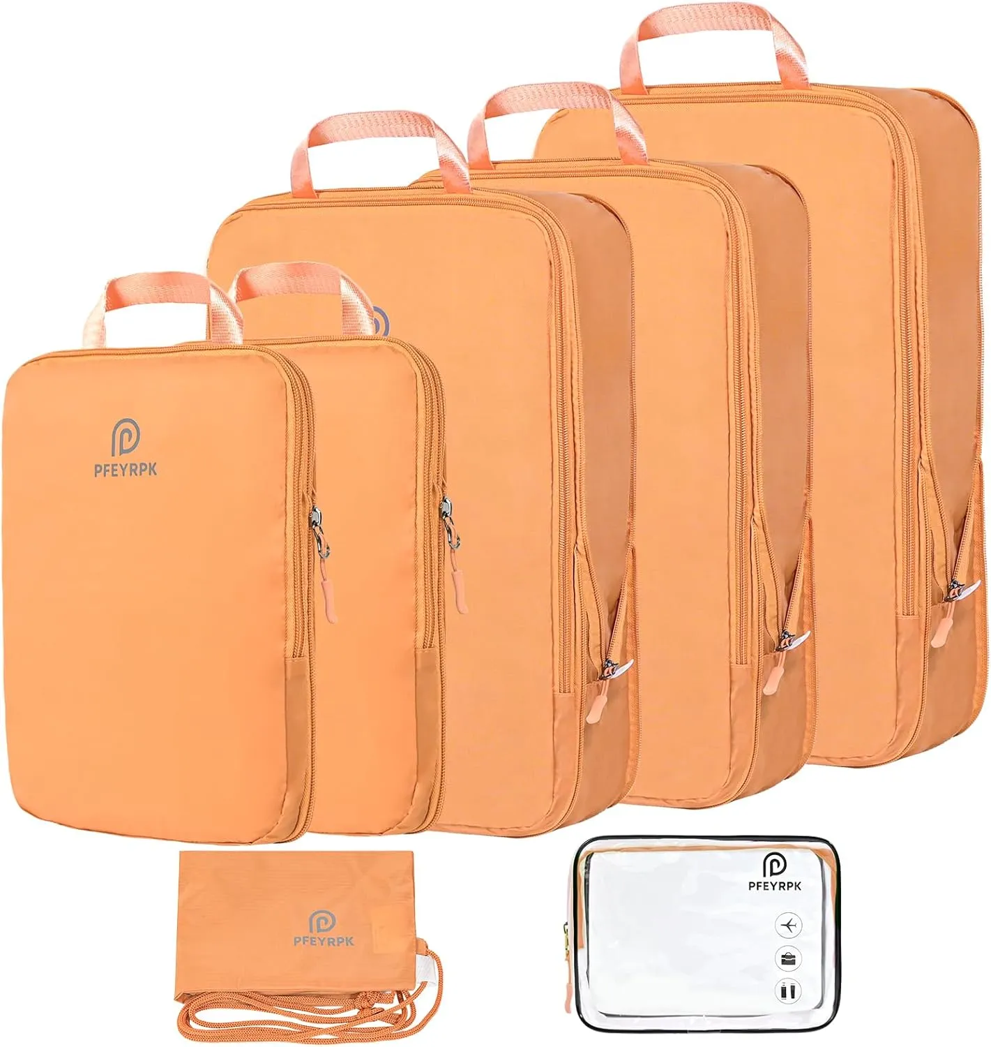 Lightweight Compression Packing Cubes for Suitcases, Compressible Expandable Travel Packing Organizer with Clear Toiletries and Backpack Bag, Travel Essentials for Carry on Luggage 7 Set