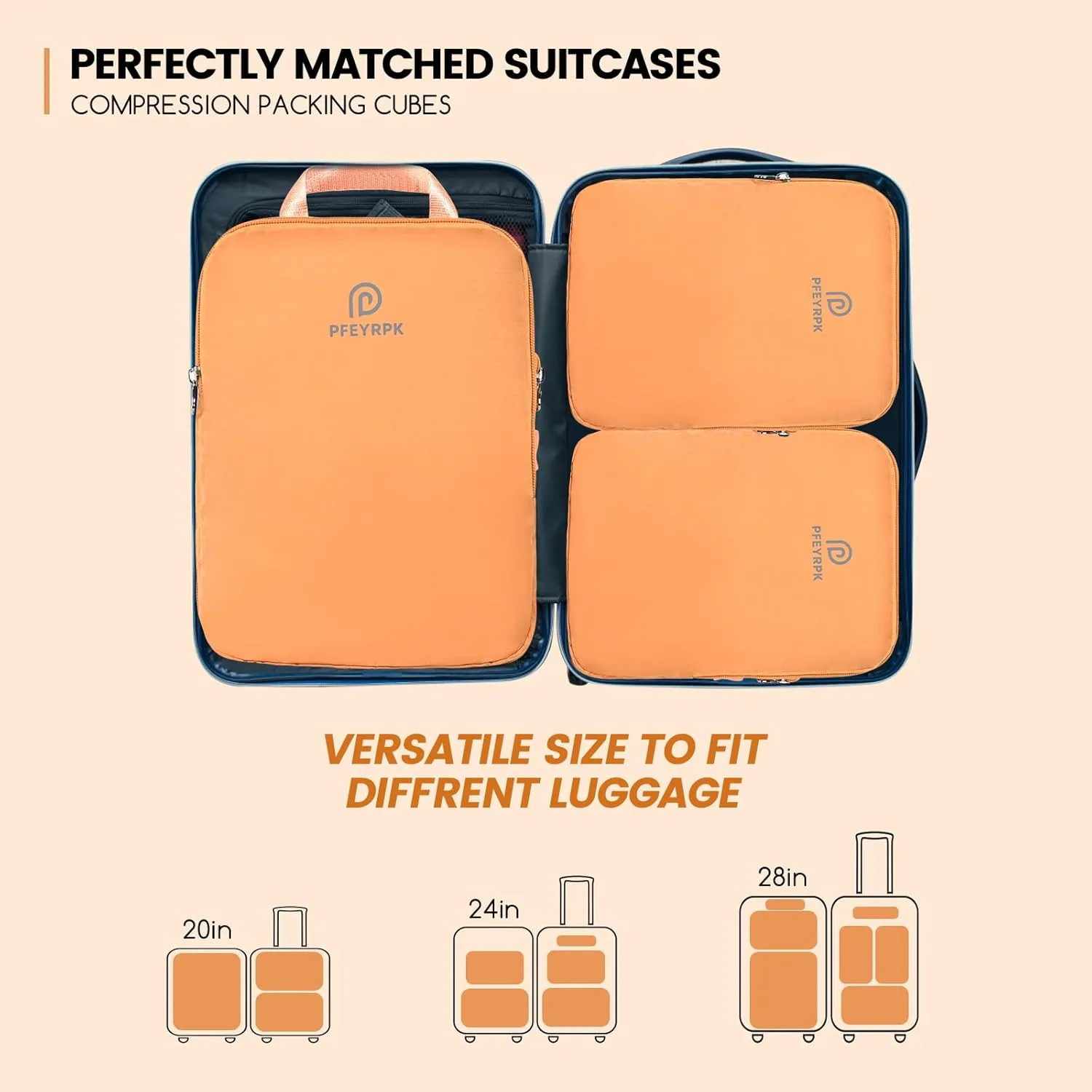 Lightweight Compression Packing Cubes for Suitcases, Compressible Expandable Travel Packing Organizer with Clear Toiletries and Backpack Bag, Travel Essentials for Carry on Luggage 7 Set