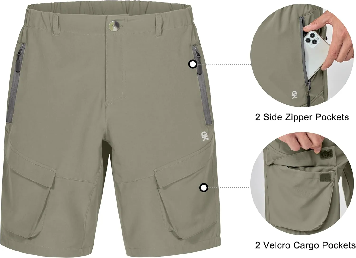 Little Donkey Andy Men's Stretch Quick Dry Cargo Shorts for Hiking, Camping, Travel
