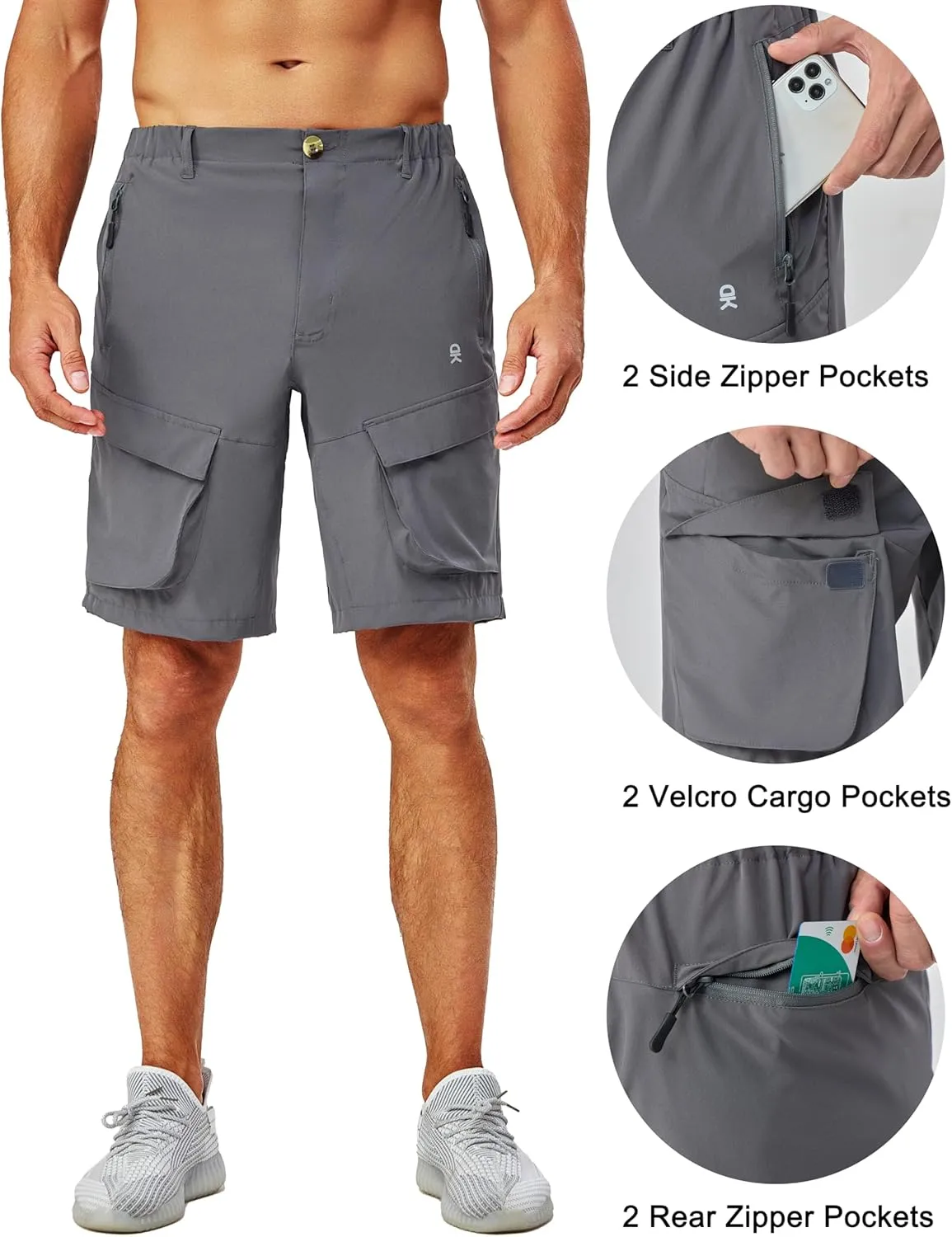 Little Donkey Andy Men's Stretch Quick Dry Cargo Shorts for Hiking, Camping, Travel