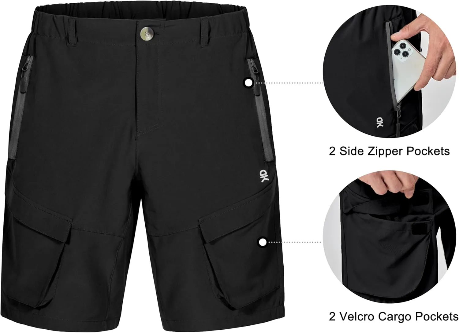 Little Donkey Andy Men's Stretch Quick Dry Cargo Shorts for Hiking, Camping, Travel