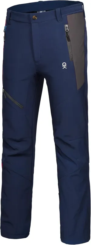 Little Donkey Andy Men’s Winter Hiking Ski Snow Pants, Softshell Insulated Pants, Fleece Lined, Water Repellant Navy Size M