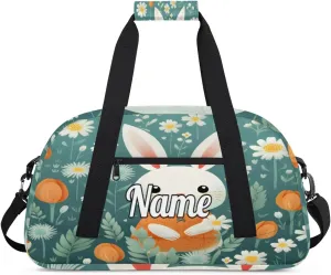Little Rabbit Print Custom Name Sport Duffel Bag Dance Bag for Girls Teens Personalized Ballet Bag Gift for Birthday Christmas Helloween