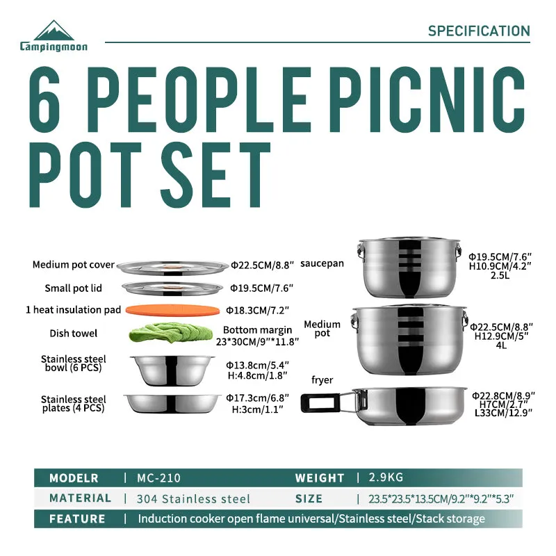 Live chat support Campingmoon Person Price guarantee 6 Ss Pot Set –