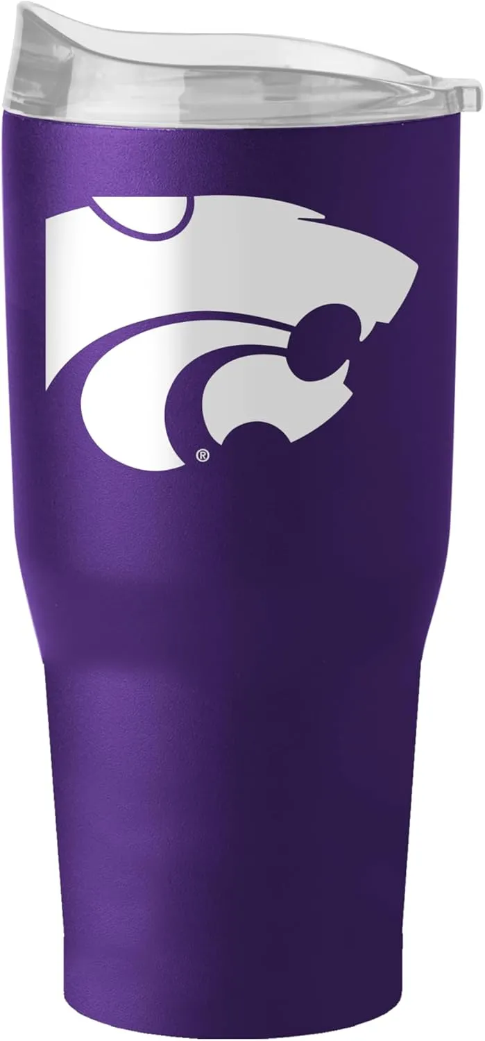 Logo Brands NCAA 30 oz Powder Coat Tumbler - Double-Wall, Vacuum-Insulated Stainless Steel With High-Lip Slider Lid–Keeps Drinks Hot Or Cold For Hours – Ideal For Tailgates & Everyday Use